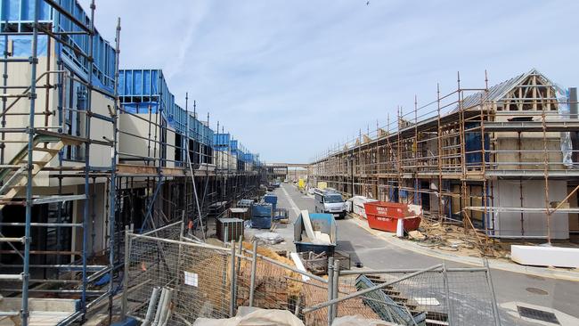 Incomplete homes at the Dock One site in Port Adelaide. Picture: Ben Clark