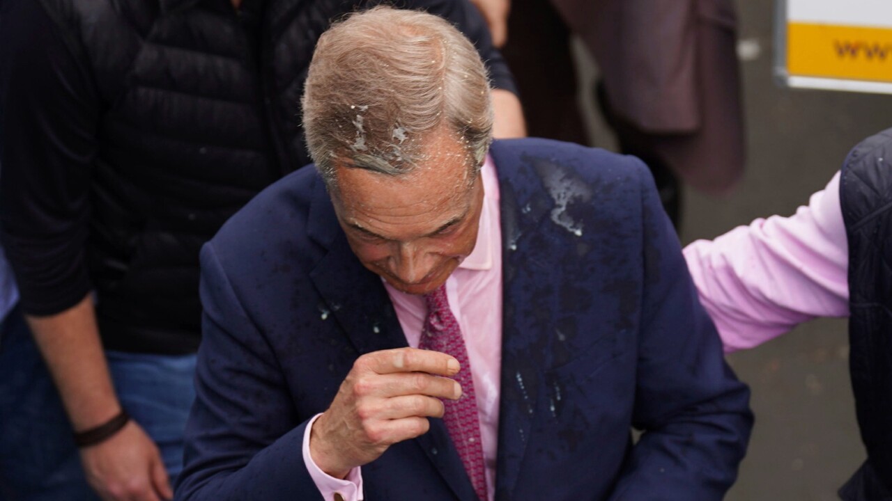 Nigel Farage has milkshake thrown at him during campaign launch