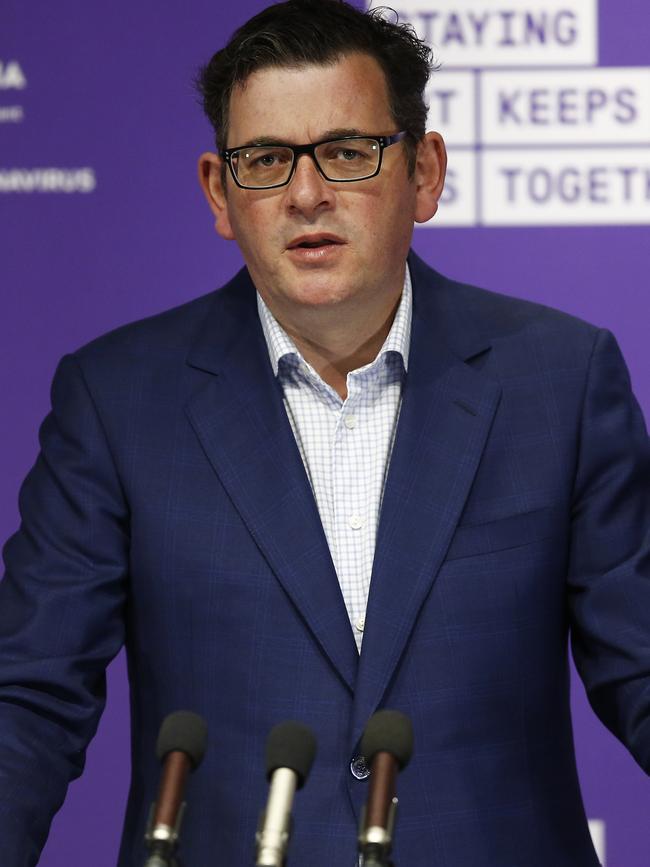 Victorian Premier Daniel Andrews is briefing the media. Picture: NCA NewsWire / Daniel Pockett