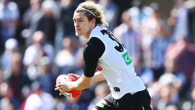 All indications are Darcy Moore will again play in defence this season. Picture: Getty Images