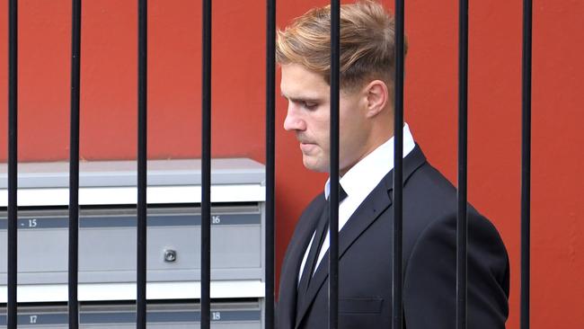 WOLLONGONG, AUSTRALIA - NewsWire Photos November 16, 2020: NRL player Jack De Belin arriving at Wollongong Courthouse for the continuing rape trial. Picture: NCA NewsWire / Simon Bullard.