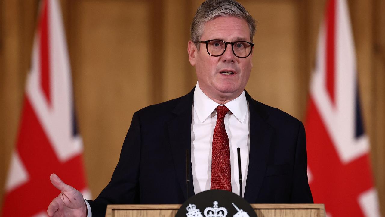 Britain's Prime Minister Keir Starmer delivers a speech during a press conference following clashes after the Southport stabbing. (Photo by HENRY NICHOLLS / AFP)