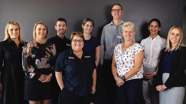 Mackay Region Chamber of Commerce committee members for 2021-22: Madeline Connors, Vicki Smith, Geoff O'Connor (President), Maree Sturdy, Katie Duncan, Scott Jamieson, Cathy Sullivan (Secretary), Sarah Miotto (Vice-President) and Liz Dent (Treasurer). Picture: Fiona Kroll