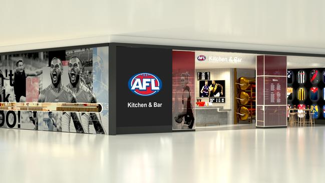 An artist's impression of the AFL Kitchen and Bar to open at Melbourne Airport.