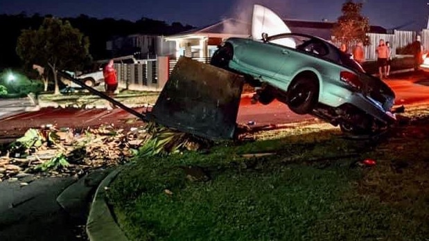 A car hit a skip bin on Sormano Street, Reedy Creek. Picture: supplied