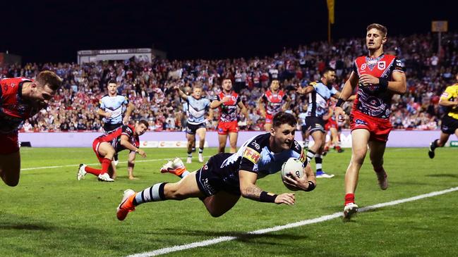 Bronson Xerri scored a hat-trick for Cronulla. (Photo by Matt King/Getty Images)