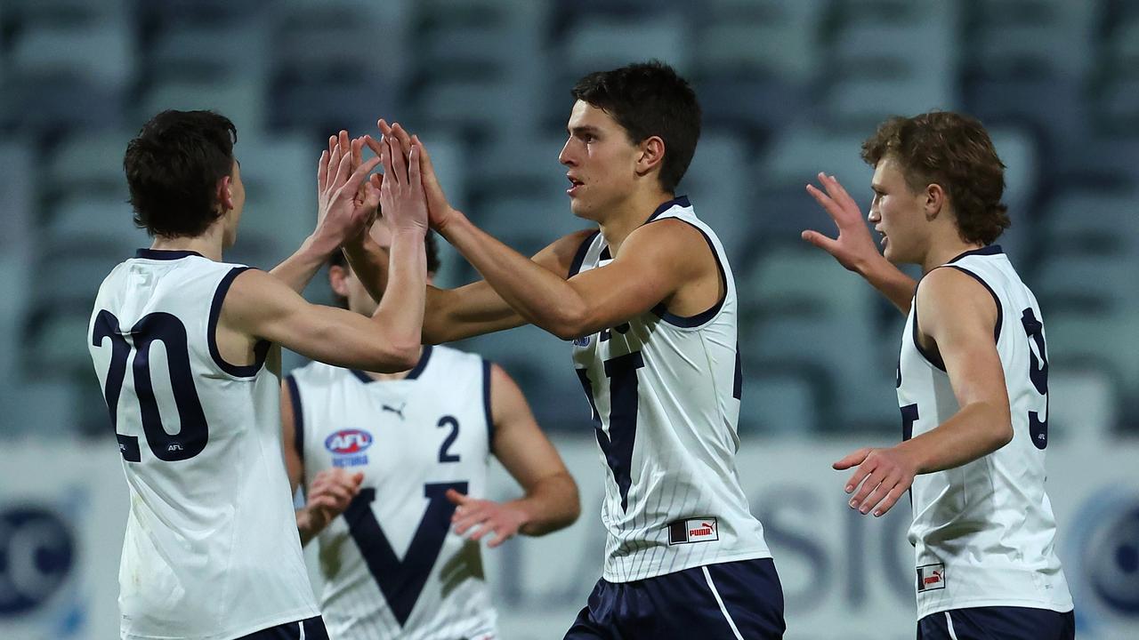 Michael Rudd celebrates a goal against WA. Picture: Getty Images