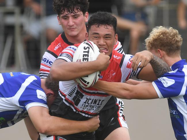 Kirwan High against Ignatius Park College in the Northern Schoolboys Under-18s trials at Brothers Rugby League Club in Townsville. Picture: Evan Morgan