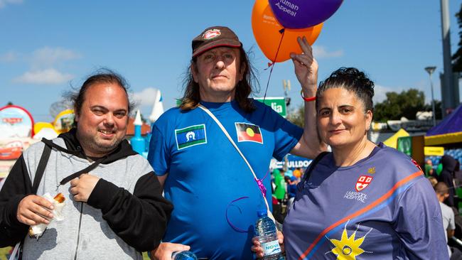 James Hutchings, Paul Collis and Liz Dickson-Heferen joined in the activities. Picture: Jordan Shields