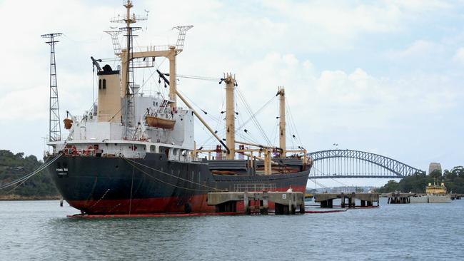 North Korean-owned freighter Pong Su sits rusting away in Sydney Harbour in 2004 