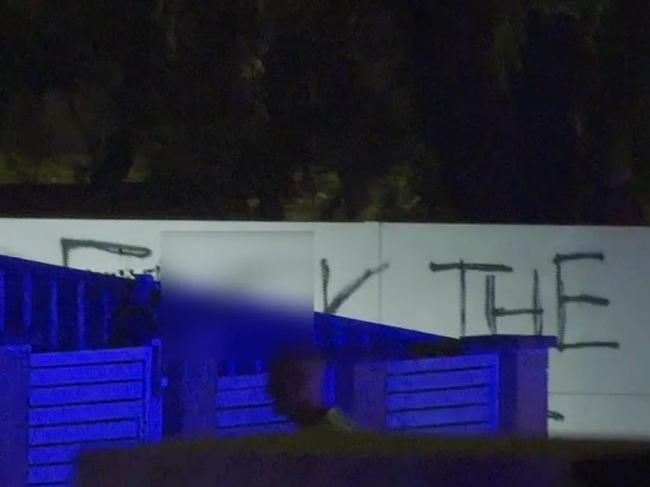 Anti-Semitic slurs were sprayed onto an external wall of the facility. Picture: Alex Ryvchin/Twitter