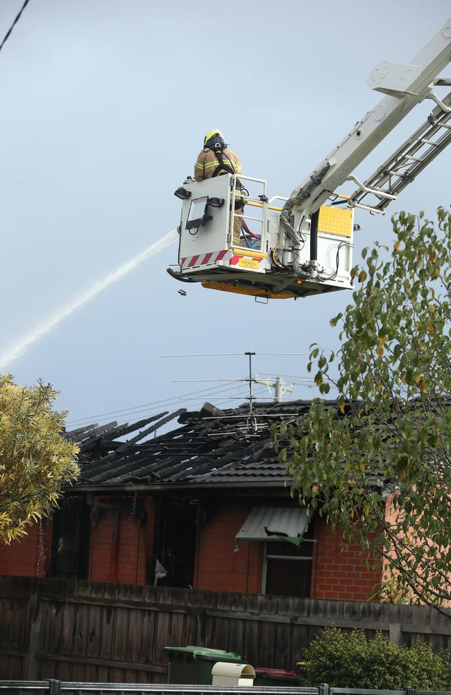 Firefighters put out the blaze at Telstar Crt in Whittington. Picture: Alan Barber