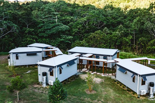 The Mount Jukes Eco Resort, built from scratch by yoga aficionado David Deakin, holds glamping tents and a half-moon shaped house that face Mt Jukes and Mr Deakin says the â€œenergyâ€ of the property has to be experienced to be understood. Picture: Contributed
