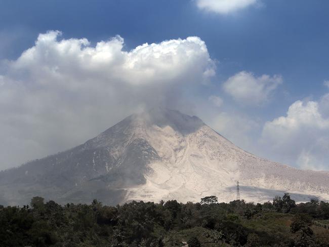 Mount Sinabung sends thin volcanic ash into the air. Picture: Kadri Boy Tarigan / AFP