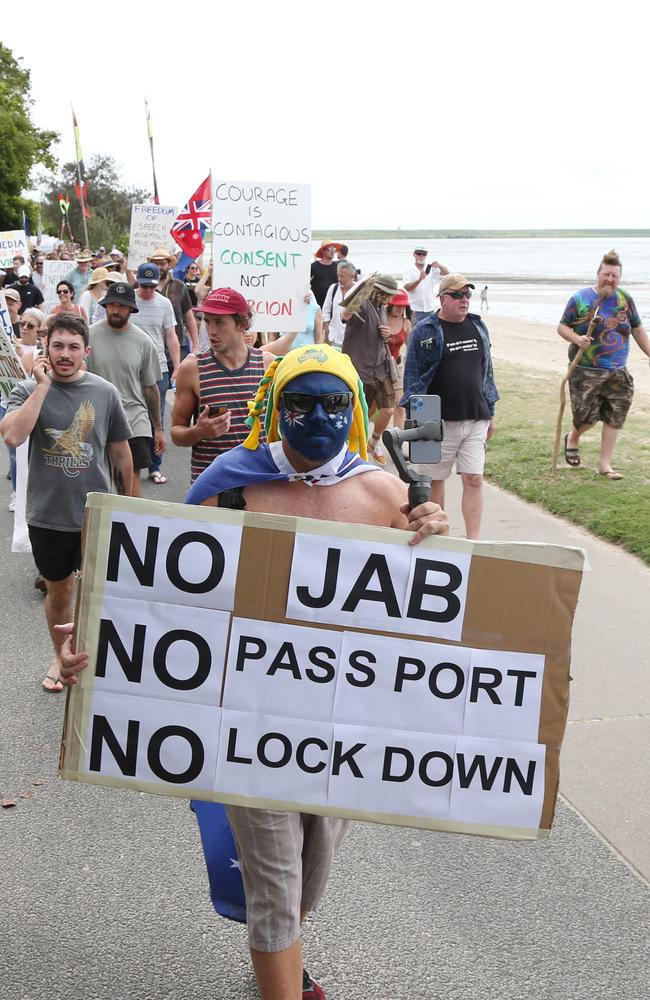 Josh Cavallaro of Palm Cove marched down the Esplanade with the large crowd that attended the rally. PICTURE: Brendan Radke