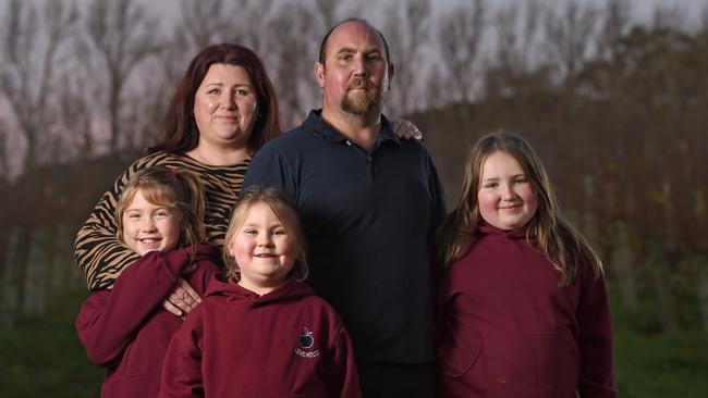 Sgt McDonald also helped rescue Lenswood local Shayne Boyle, pictured with his wife, Jess, and daughters (from left) Chelsea, 8, Matilda, 6, and Jemima, 10. Picture: Naomi Jellicoe