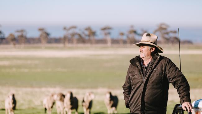 Good fit: Leigh Harrison oversees a self-replacing Merino flock on the 4500ha Greystones property at Bacchus Marsh in centralVictoria.. Picture: Chloe Smith