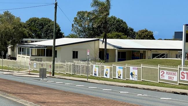 Students from Fitzgerald State School were evacuated onto a nearby oval following reports of smoke from one of the school's buildings. Photo: Fergus Gregg