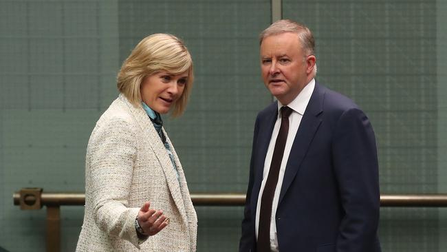 Independent MP Zali Steggall and Prime Minister Anthony Albanese. Picture: Kym Smith