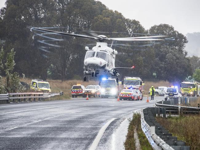 The crash occurred early in the morning in rainy conditions. Picture: OnScene ACT