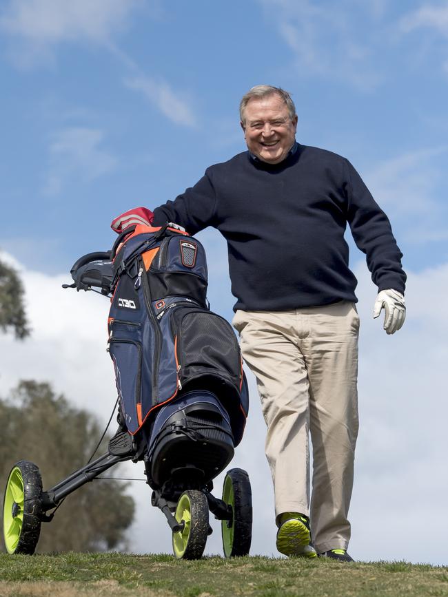 Outside of the Nine News room ‘Hitch’ is a keen golfer. Picture: Andy Brownbill