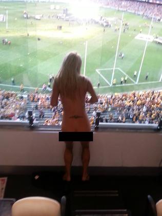 Heather McCartney. Appeared in court today after being accused of stripping in a corporate box at yesterday's AFL Grand Final.