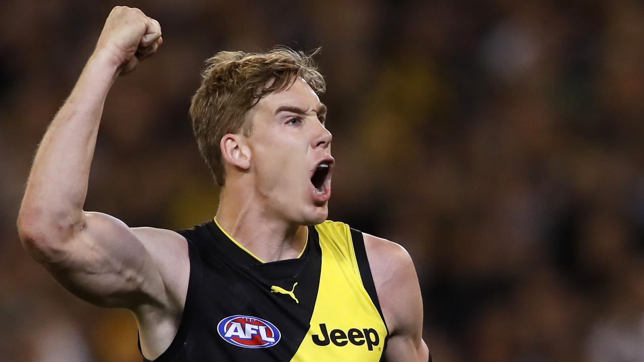 Tom Lynch kicked five goals in Richmond’s Preliminary Final win over Geelong. (Photo by Dylan Burns/AFL Photos)