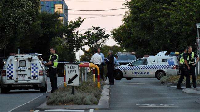 Police on scene in Wellington Street, St Kilda. Picture: Nicole Garmston