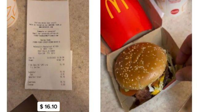 McDonald’s has confirmed higher than expected profits in the US, crediting ‘strategic menu price increases’. Picture: TikTok / Christopher Olive