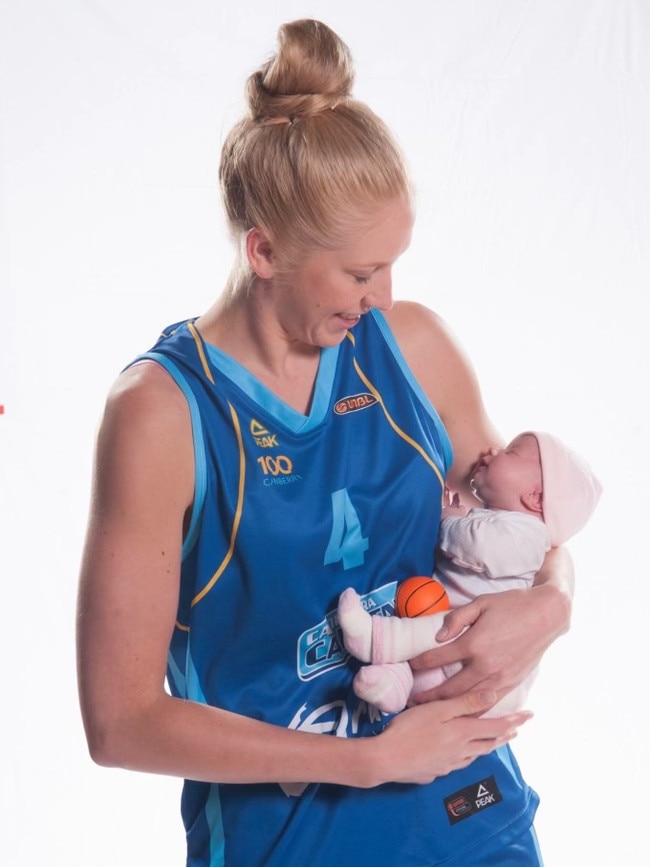 Australian basketballer Abby Bishop and daughter Zala, some 10 years ago.