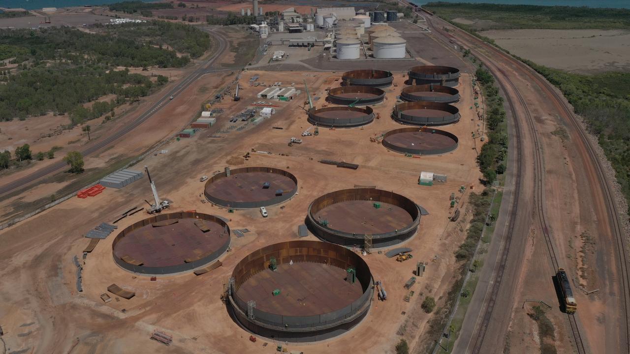 Aerial images of the half completed East Arm tank farm being built by Crowley