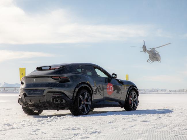 Ferrari Purosangue being tested on snow