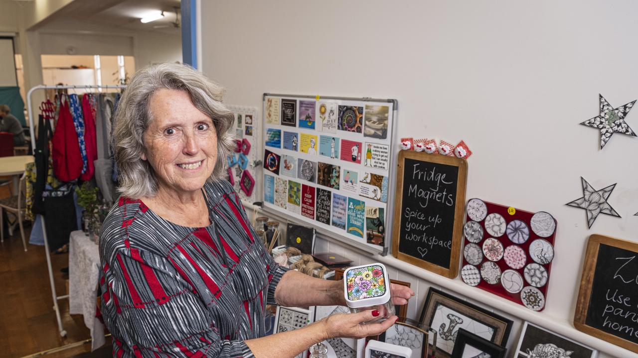 Jenny Barnes at her stall at the Toowoomba Spiritual Fair, Saturday, May 25, 2024. Picture: Kevin Farmer