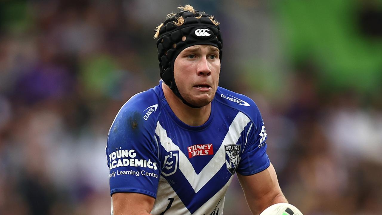 MELBOURNE, AUSTRALIA - APRIL 03: Matt Burton of the Bulldogs in action during the round four NRL match between the Melbourne Storm and the Canterbury Bulldogs at AAMI Park on April 03, 2022, in Melbourne, Australia. (Photo by Graham Denholm/Getty Images)