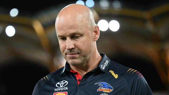 Crows coach Matthew Nicks looks on during the round one AFL match between Gold Coast Suns and Adelaide Crows. (Photo by Matt Roberts/AFL Photos/via Getty Images )