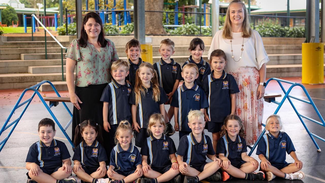 MY FIRST YEAR 2022: Toowoomba Christian College Prep B students with teachers Mrs Karen Smit (left) and Mrs Dennielle Gillies.