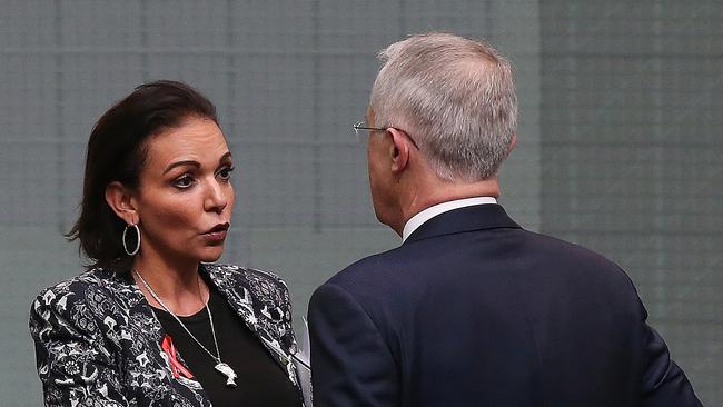 Labor MP Anne Aly speaks to Malcolm Turnbull yesterday. Picture: Kym Smith