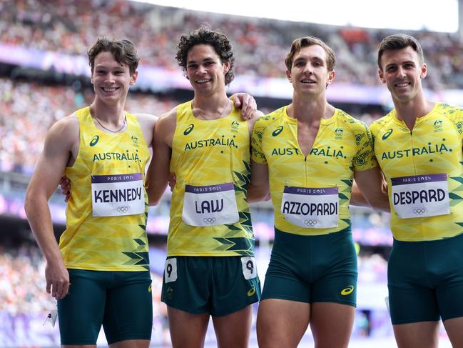 Australian sprinter Lachlan Kennedy with the Aussie relay team