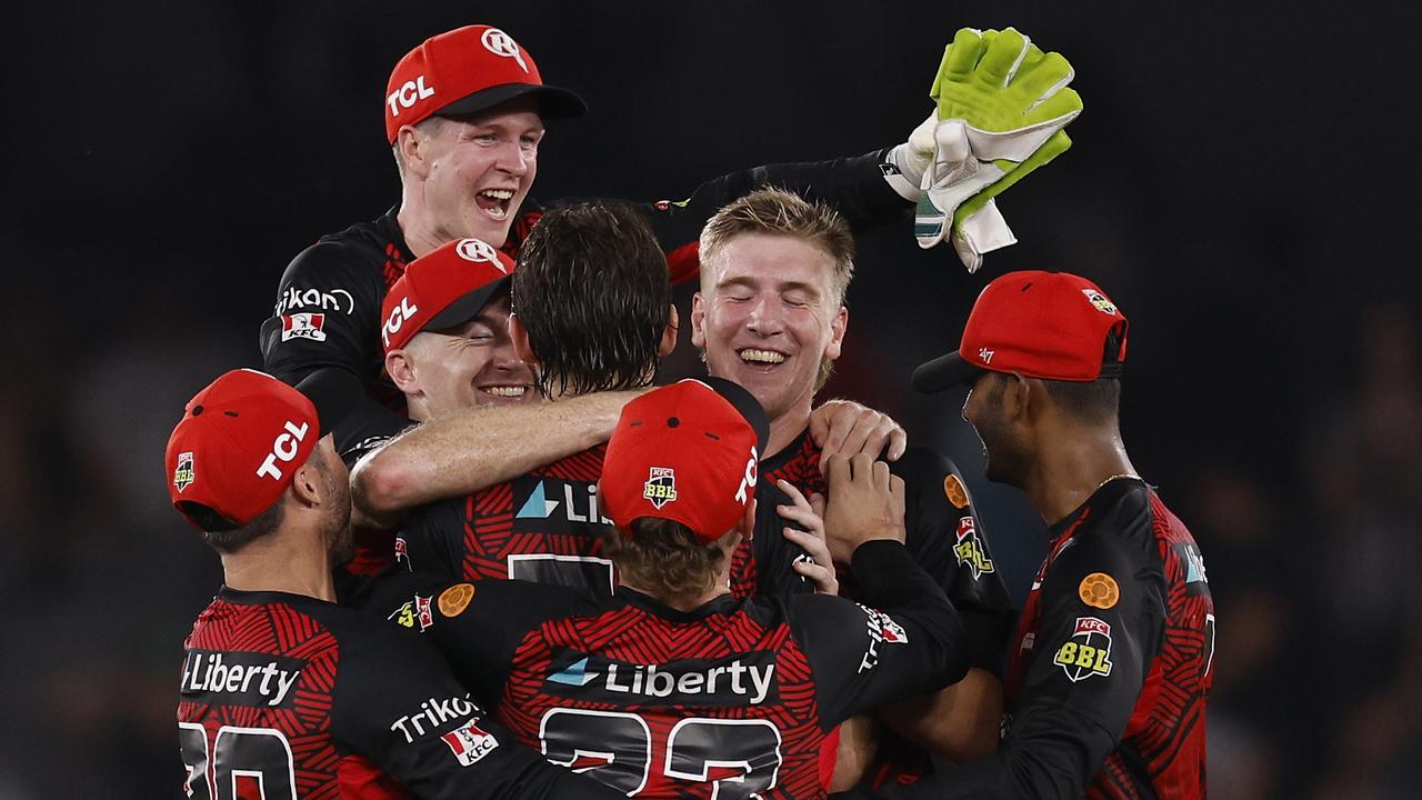 Renegades players celebrate the win. Picture: Jonathan DiMaggio