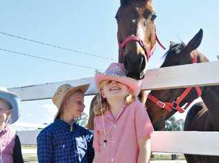 Gemma (7), Liam (7), and Larissa Vickers (9) are excited for next month’s Warwick Rodeo. Picture: Kirstin Payne