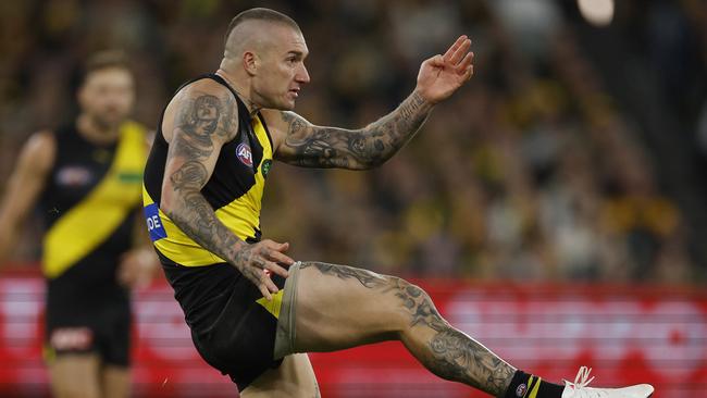 Richmond’s fixture means Dustin Martin could struggle to play consecutive games in the back half of 2024. Picture: Michael Klein