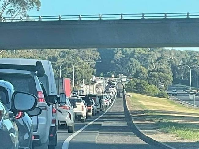 Long traffic delays on SE Freeway after crash near Verdun. Picture: Supplied