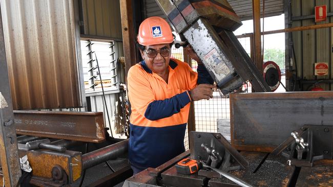 Richard Badjeher at the Infrabuild steel centre in Darwin. Picture: Katrina Bridgeford.