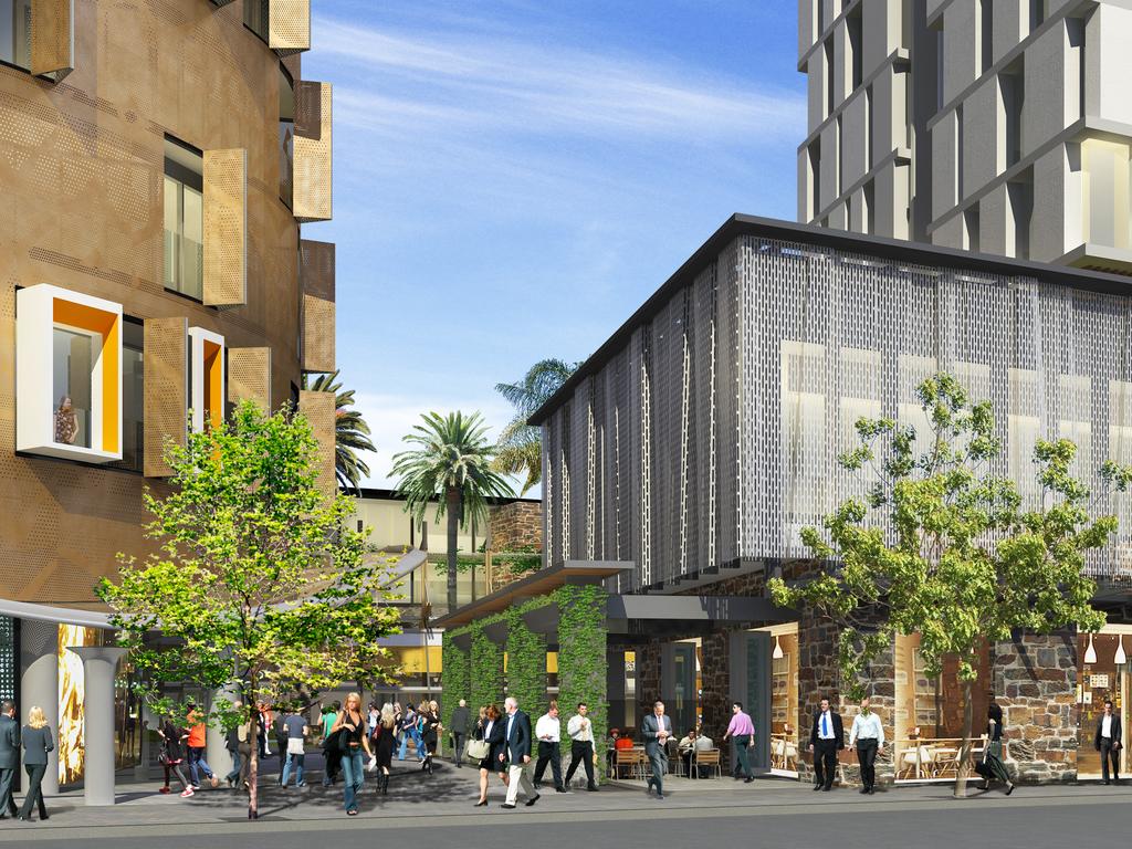 The Makris Group plan which collapsed in 2014 for a $200 million redevelopment of the old Le Cornu site in North Adelaide. Picture: Makris Group