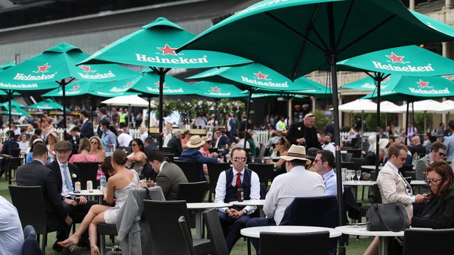 Punters at Sydney’s Randwick Racecourse for The Everest on Saturday. Picture: David Swift