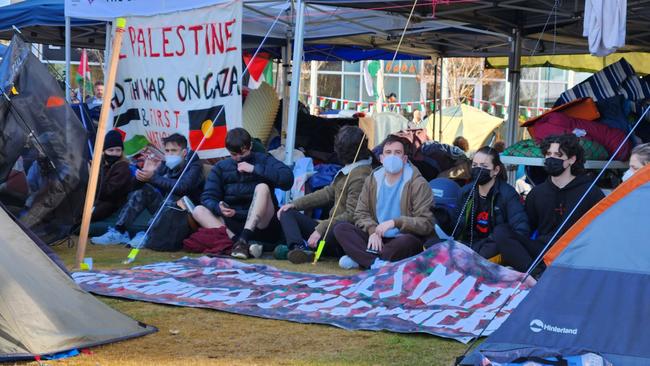 Police will descend on the pro-Palestine protest camp at the Australian National University in Canberra to break up the encampments. Picture: NewsWire / Martin Ollman