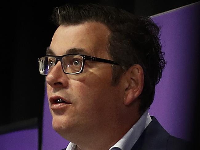 MELBOURNE, AUSTRALIA - SEPTEMBER 28: Victorian Premier Daniel Andrews speaks to the media during a press conference on September 28, 2020 in Melbourne, Australia. Coronavirus restrictions have eased across Melbourne as Victoria enters into its second step in the government's roadmap to reopening. As of 5am the curfew which has been in place for Melbourne residents since early August will no longer be in effect. Up to five people from no more than two households are able to gather outside. Childcare can reopen and restrictions have been lifted on some workplaces, with industries allowed to commence a partial return to work in Melbourne if they have COVID-safe plans in place. Weddings will be allowed outdoors, with a limit of five people, including the couple and two witnesses. Outdoor religious gatherings and ceremonies will be allowed, but with a limit of five people plus one faith leader. Metropolitan Melbourne has been subject to Stage 4 restrictions since 2 August 2020 in response to the re-emergence of COVID-19 in the community. (Photo by Daniel Pockett/Getty Images)