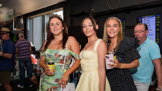 Sarina Rowlands, Cliodhna Hughes and Jade Archer at the 2024 Darwin Cup. Picture: Pema Tamang Pakhrin