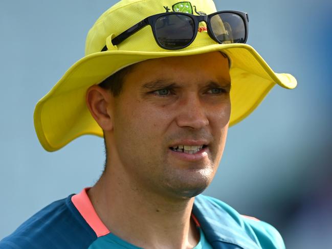 KOLKATA, INDIA - NOVEMBER 14: Alex Carey of Australia during a nets session at Eden Gardens on November 14, 2023 in Kolkata, India. (Photo by Gareth Copley/Getty Images)