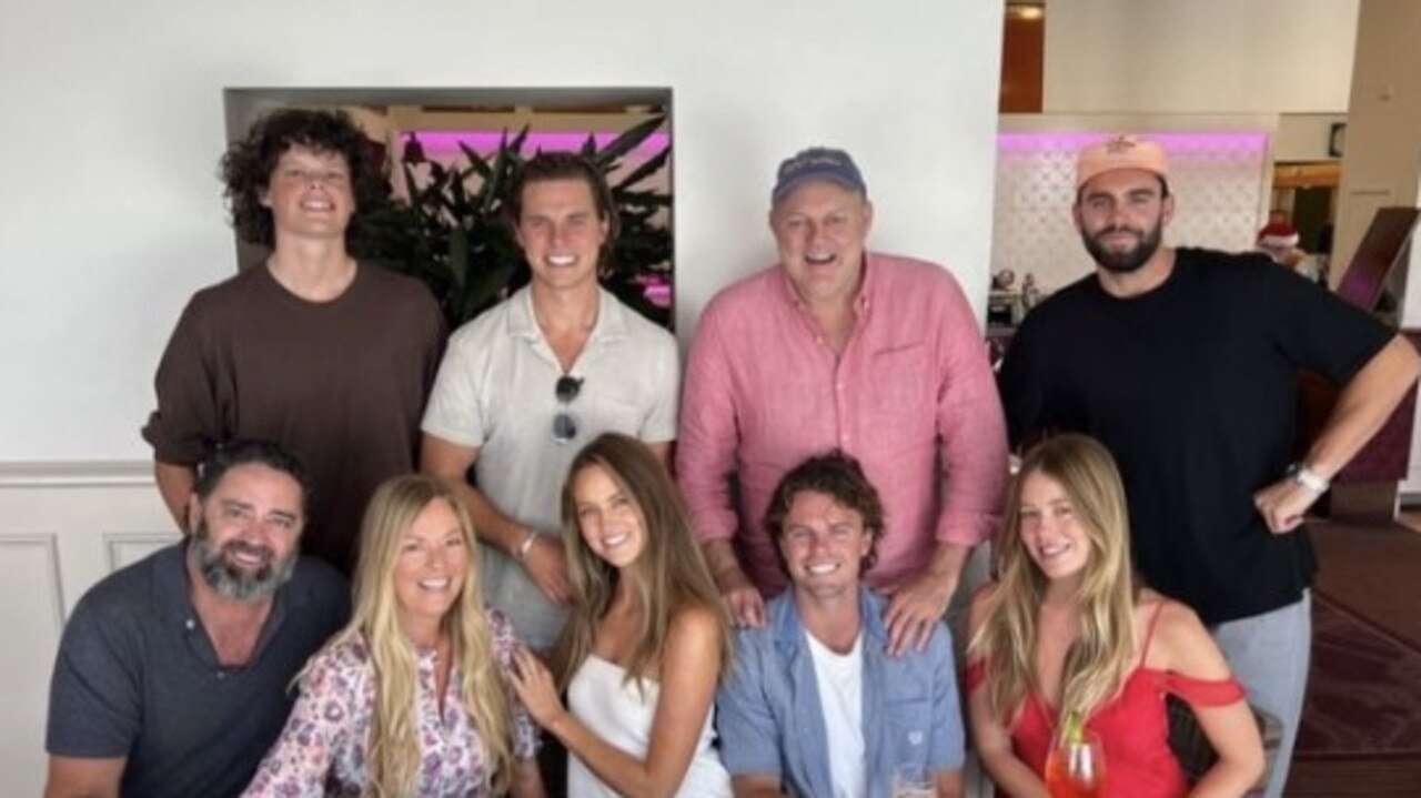 Billy Brownless and Garry Lyon spend Christmas 2022 together with Nicky, Lucy, Ruby, Oscar and Max Brownless and Paddy McCartin and Josh Wallis. Picture: Supplied/Instagram